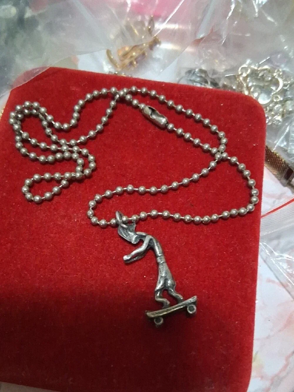 Source Unknown Silver Skateboard Rider Pendant Necklace for Men